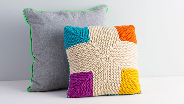 Mitered Knitting Pillow